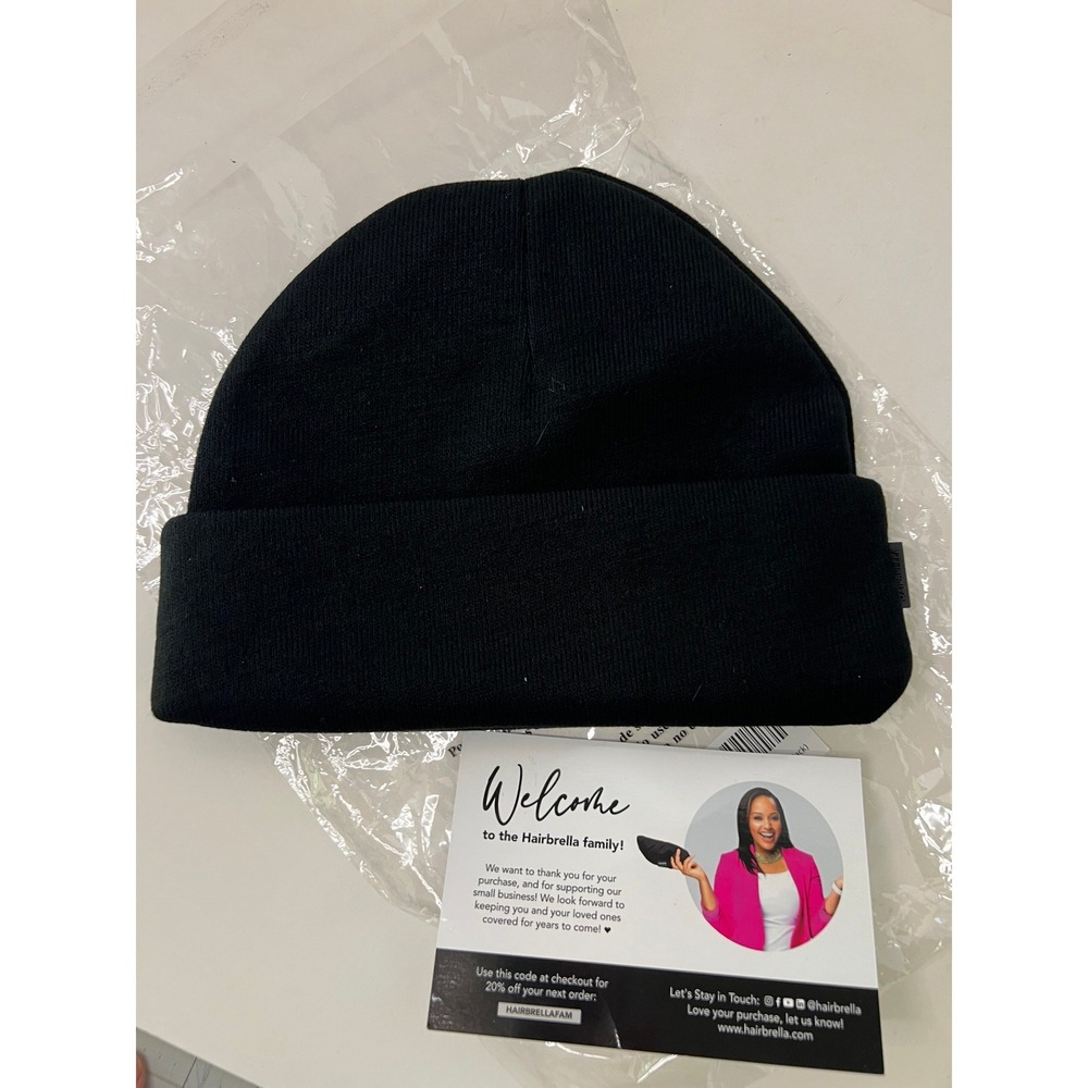 Womens Hairbrella 100% Waterproof‎ Satin Lined Beanie Black NIP